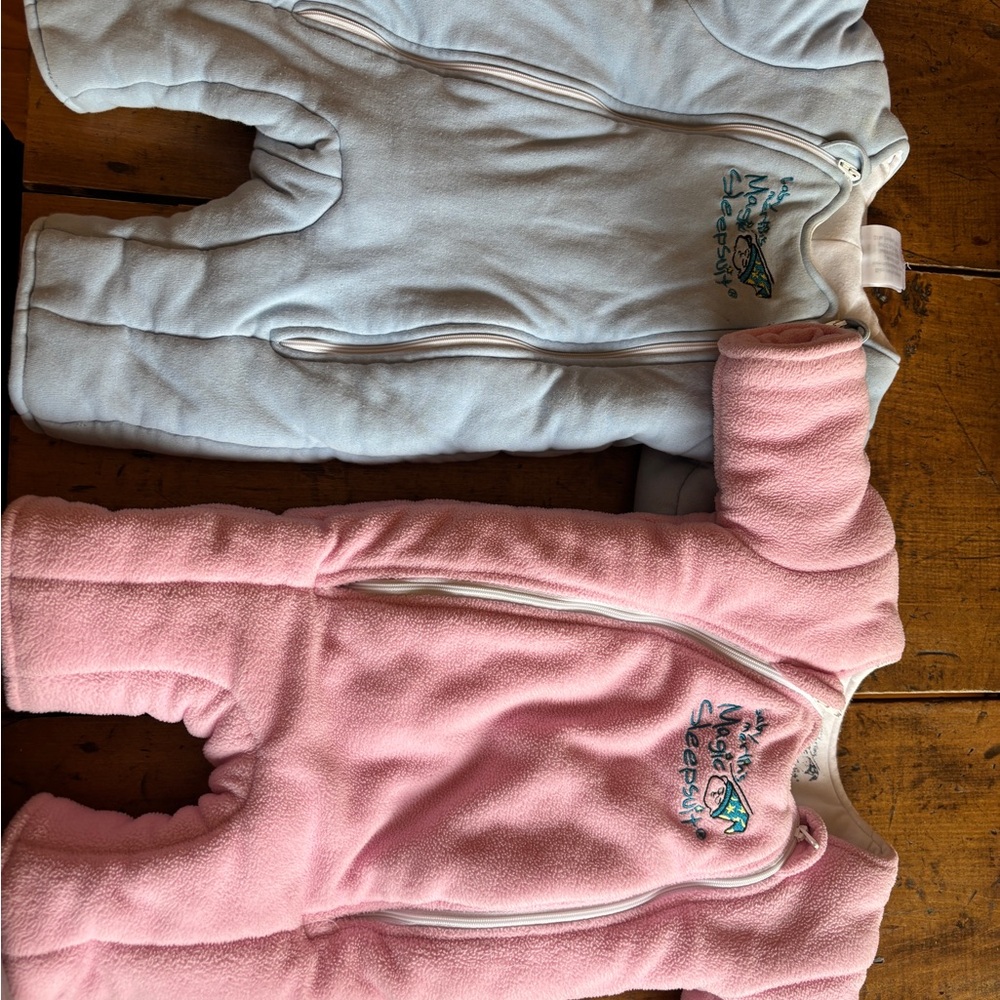 Pink and Blue Baby Fleece sleep suits